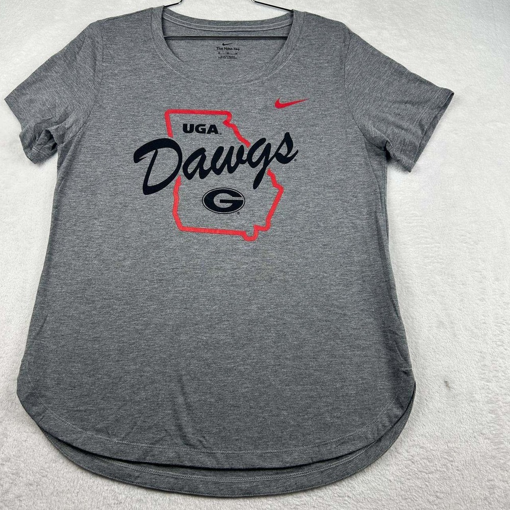 Georgia Bulldogs Shirt Women Medium Gray Nike Short Sleeve Crew Neck New M